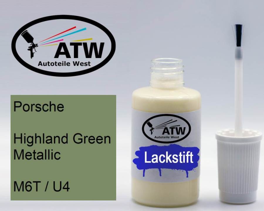 Porsche, Highland Green Metallic, M6T / U4: 20ml Lackstift, von ATW Autoteile West.